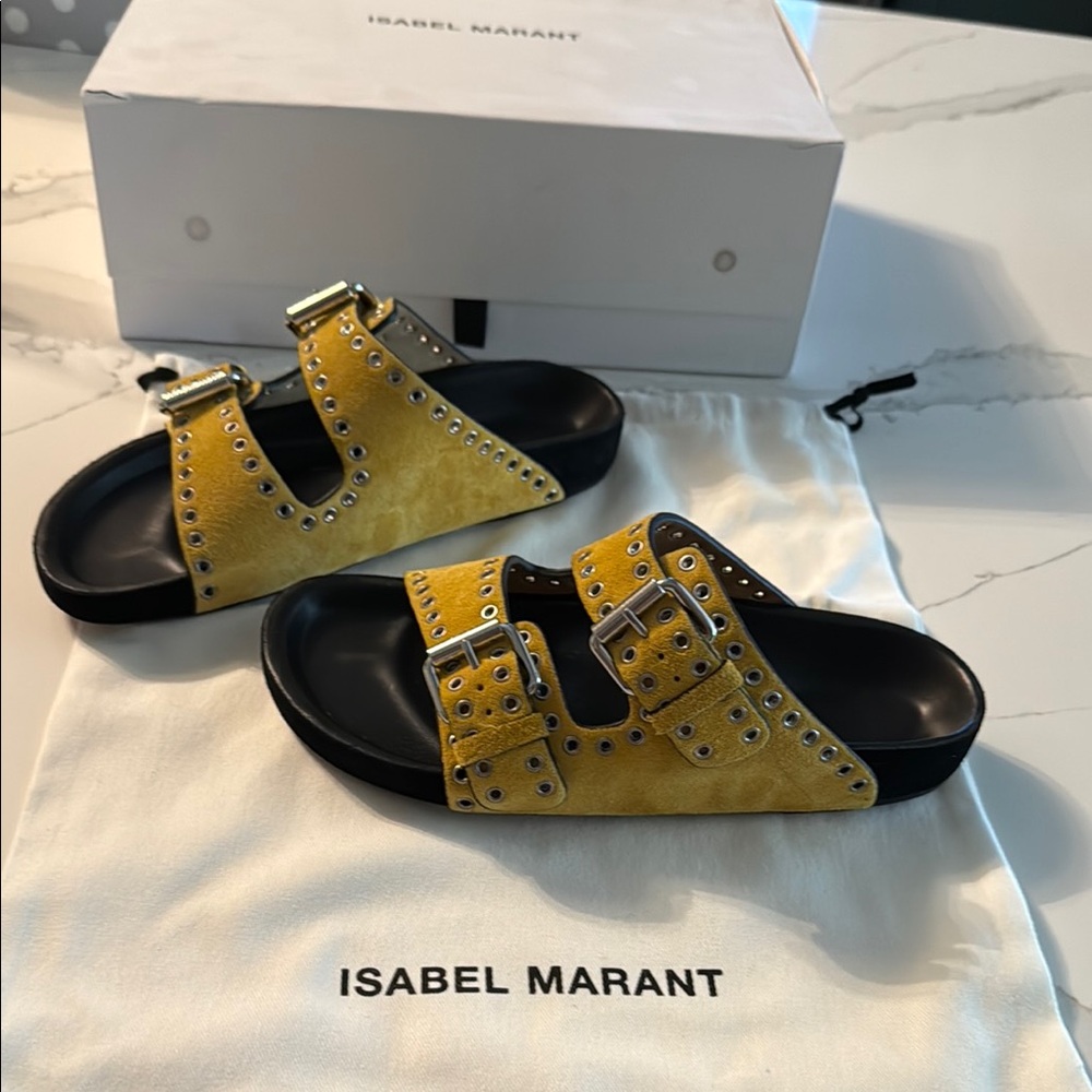 Isabel Marant Yellow Velvet Eyelet Footwear - Picture 2 of 4